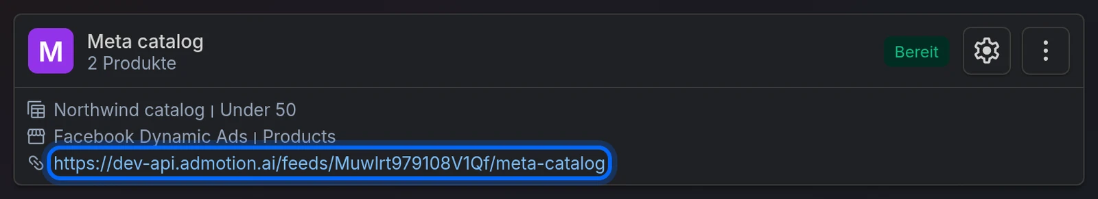 Ein Feed in der Feed-Liste, mit seiner URL unter dem Namen