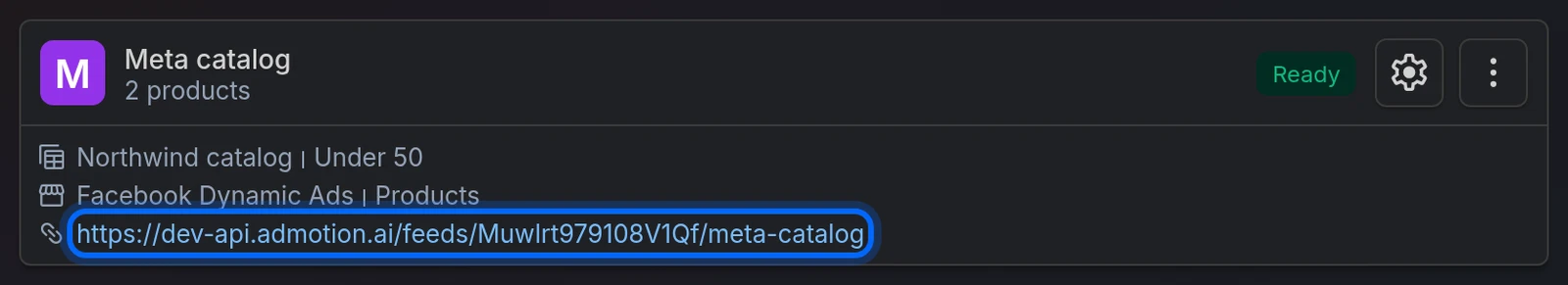 A feed in the feeds list, with its URL under the name