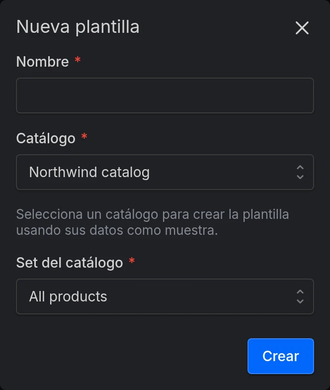 El formulario Nueva plantilla