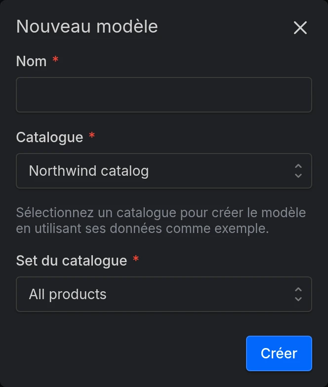 Le formulaire Nouveau modèle